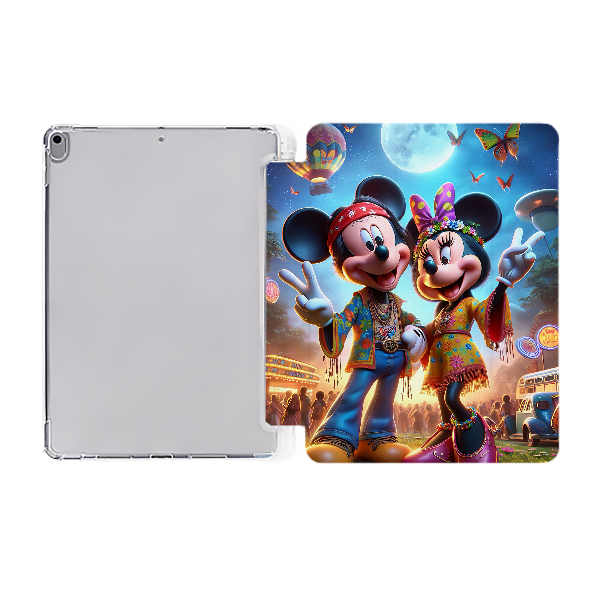 ミッキーマウス Mickey Mouse IPad ケース ペン収納付き 三つ折りスタンド PUレザー×シリコン 対応機種9.5/10.5/10.9インチ